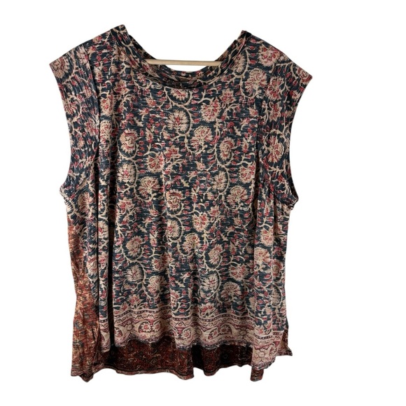 Free People High Tide Dual Print High/Low T shirt size Large - Picture 4 of 10